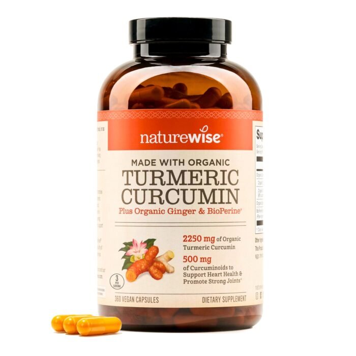 NatureWise Curcumin Turmeric 2250mg - 95% Curcuminoids 500mg - Turmeric w/BioPerine Black Pepper & Ginger - Enhanced Bioavailability for Joint Support - Vegan, Non-GMO - 360 Capsules[4-Month Supply]