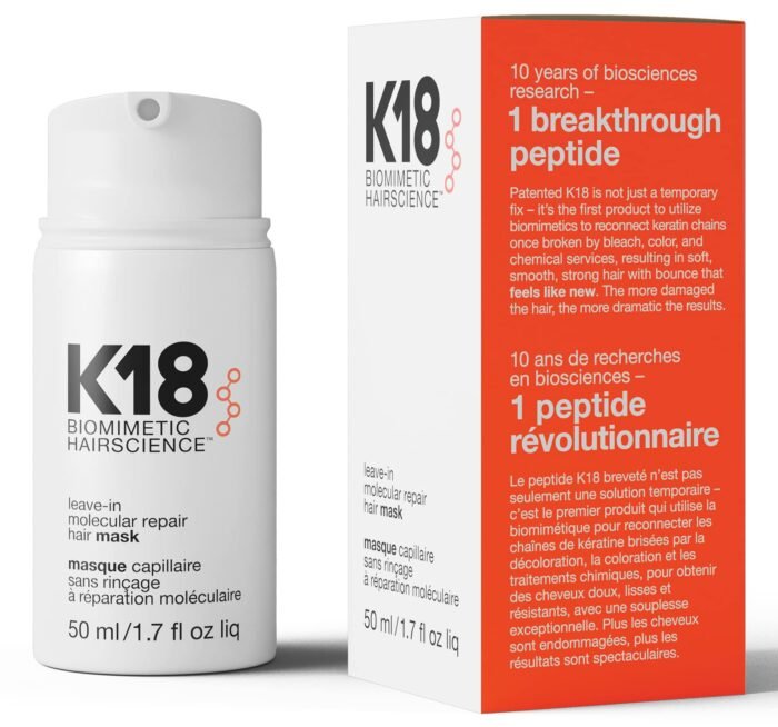 K18 Full-Size Leave-In Molecular Hair Mask, Repairs Dry or Damaged Hair, Reverse Hair Damage from Bleach, Color, Chemical Services & Heat