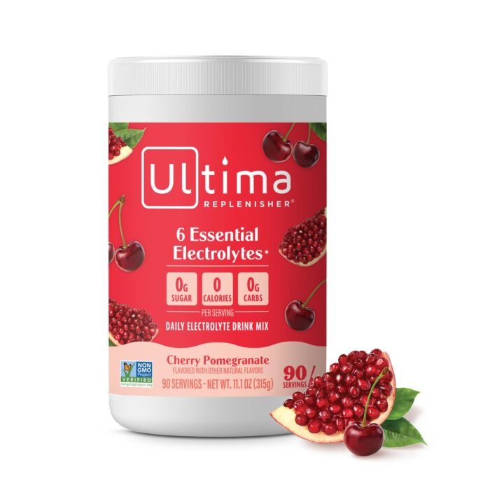 Ultima Replenisher Daily Electrolyte Drink Mix ? Cherry Pomegranate, 90 Servings ? Hydration Powder with 6 Electrolytes & Minerals ? Keto Friendly, Vegan, Non- GMO & Sugar-Free Electrolyte Powder