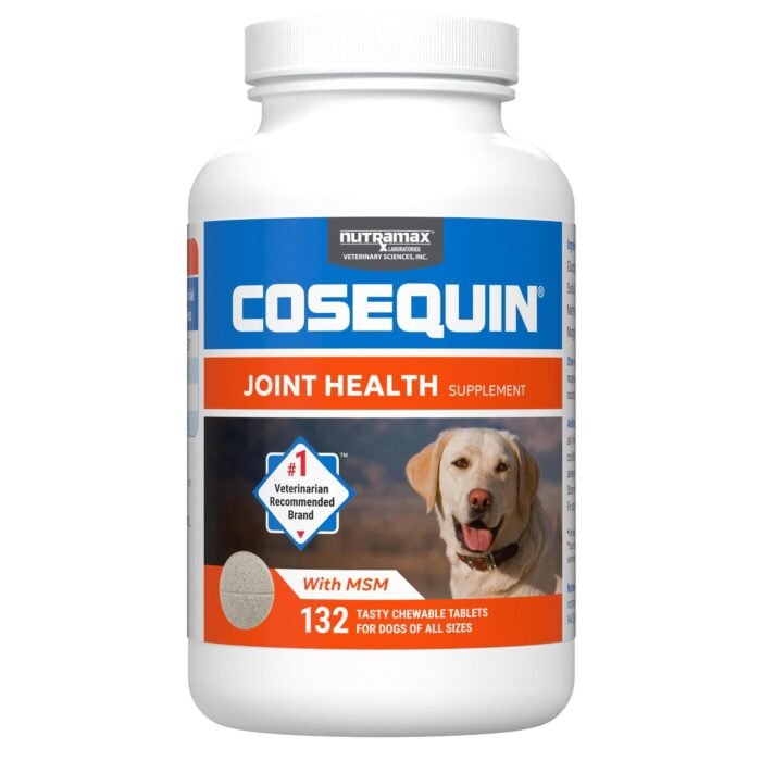 Nutramax Laboratories Cosequin Maximum Strength Joint Health Supplement for Dogs - With Glucosamine, Chondroitin, and MSM, 132 Chewable Tablets