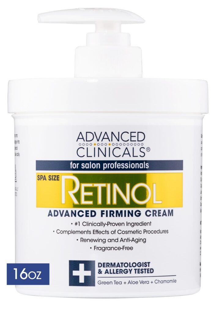 Advanced Clinicals Retinol Body Lotion Moisturizer Face Lotion & Body Cream | Crepey Skin Care Treatment Targets Look Of Crepe Skin, Wrinkles, Sagging Skin, & Sun Damaged Skin, 16 Oz