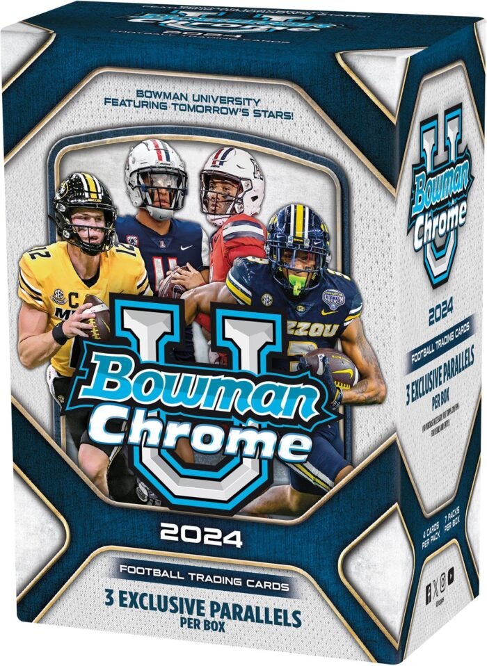 2024 Bowman University Chrome Football Factory Sealed Value Box - College Team Sets