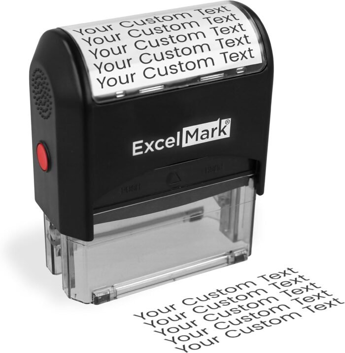 ExcelMark Custom Stamp ? Clear & Crisp Impressions ? Personalized Self-Inking Rubber Stamp ? Use for Address Stamp and More (Extra Large)