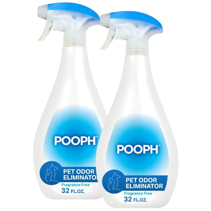 Pooph Pet Odor Eliminator, 32oz Spray, 2-Pack - Dismantles Odors on a Molecular Basis, Dogs, Cats, Freshener, Eliminator, Urine, Poop, Pee, Deodorizer, Natures, Puppy, Fresh, Clean, Furniture, Potty